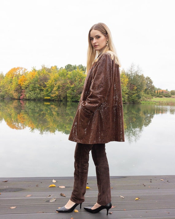 Vintage 1980s Crocodile Leather Effect Oversized B