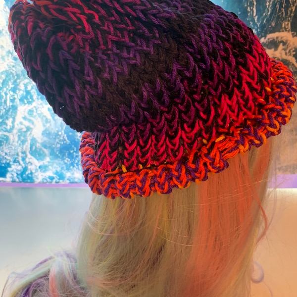 Evil twin beanie, Handmade, beanie, TikTok beanie, Knit Lisa frank beanie, ready to ship