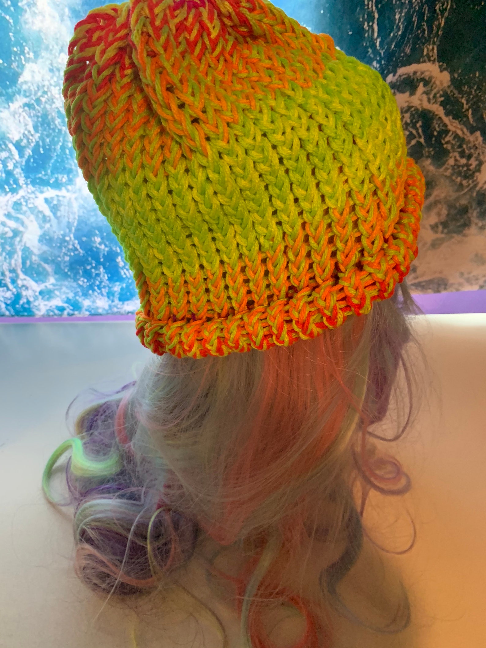Homemade, Knitted Neon Beanie, Adult Beanie, Adult Hat Etsy UK