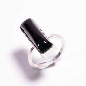 Sterling Silver Black Onyx Ring: Gemstone Statement Jewelry (6gm)