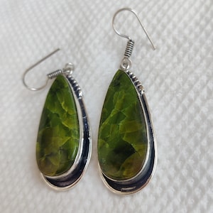 Handmade Sterling Silver Green Opal Earrings: Classic Dangle Jewelry
