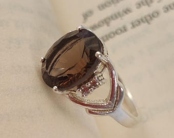 Smoky Quartz 925 Sterling Silver Ring - 7gm