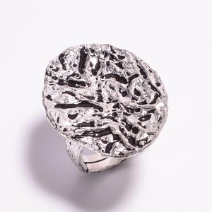 Textured Sterling Silver Ring: Natural Silver, Luxury Jewelry (13gm)