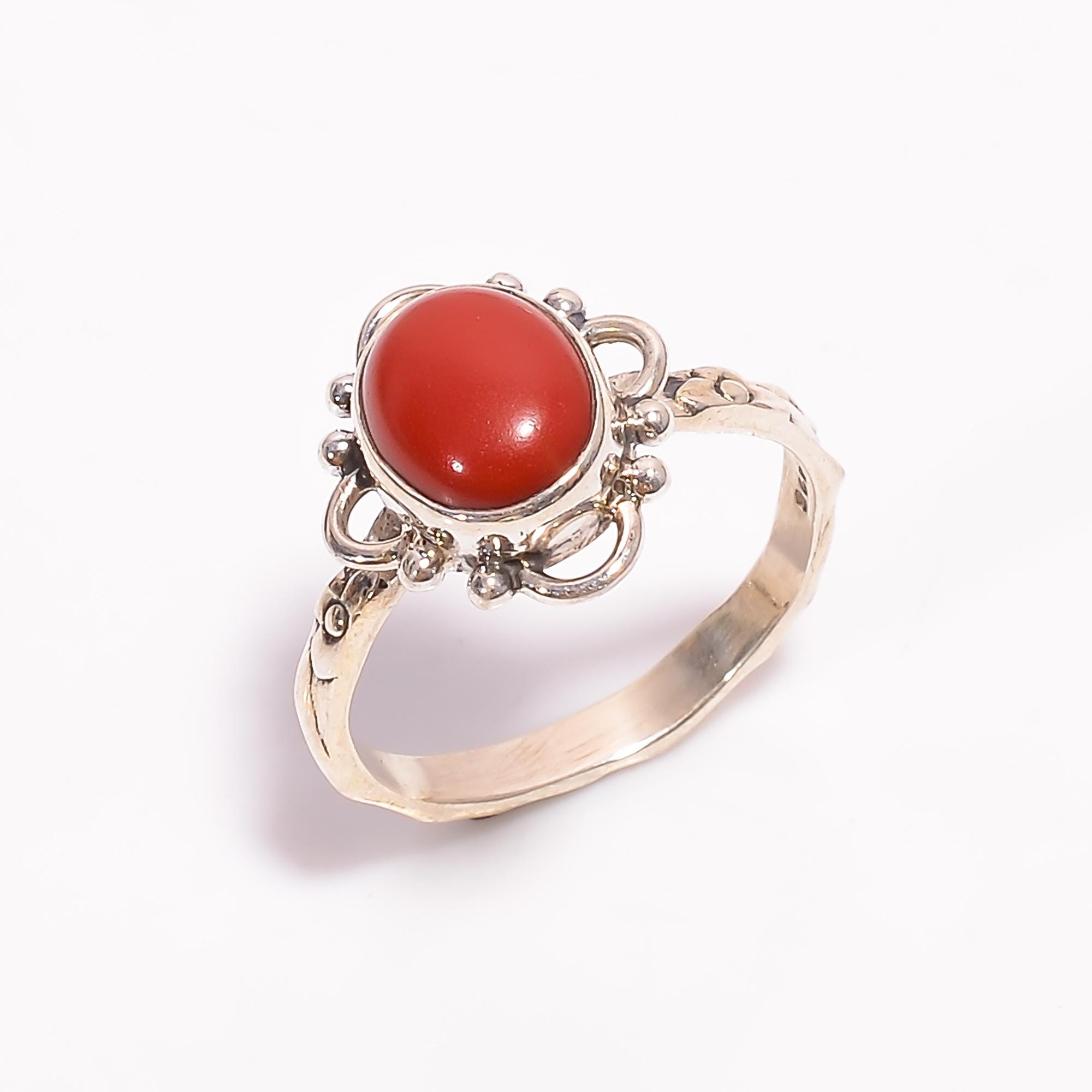 天然赤珊瑚 シルバーリング Ｒー02 天然赤珊瑚 シルバーリング Rー02 天然赤珊瑚リング：925スターリング