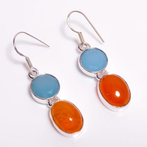 Sterling Silver Dangle Earrings: Handmade Mixed Gemstone Jewelry