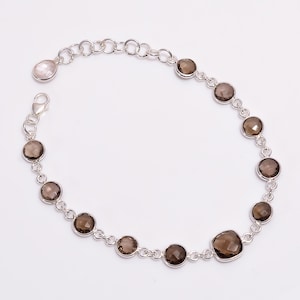 Smoky Quartz Bracelet: 925 Sterling Silver Adjustable Gemstone Bracelet