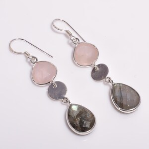 Sterling Silver Mixed Stone Dangle Earrings: Handmade Gemstone Jewelry