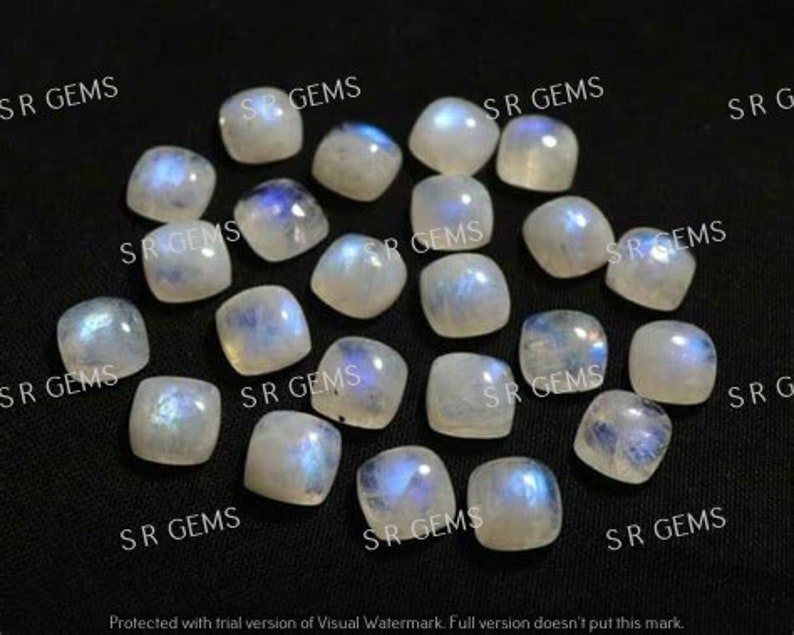 Natural Rainbow Moonstone Cushion Cabochon 6X6MM To 10X10MM Loose Gemstone Free Shipping