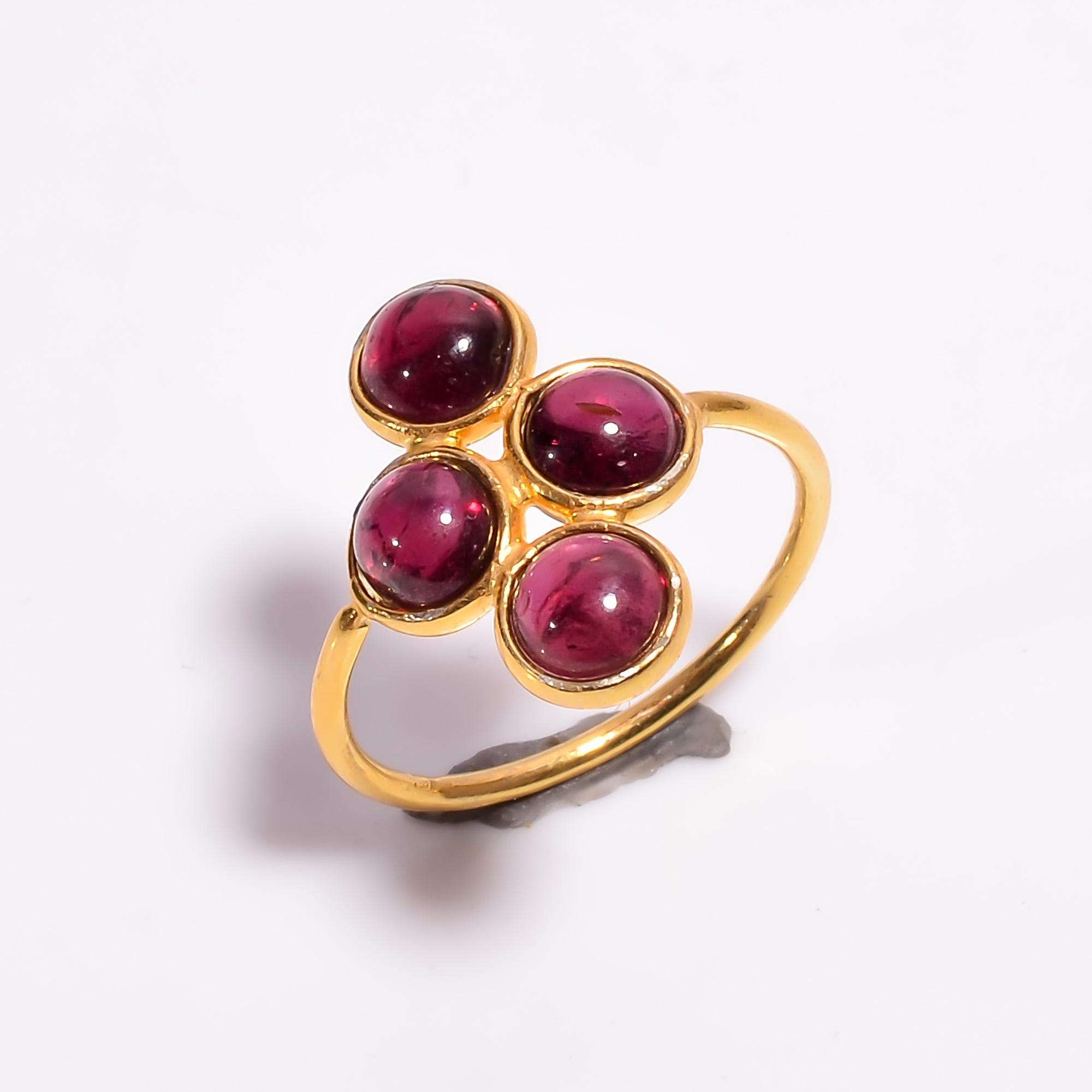 Gold Plated Sterling Silver Ring: Garnet Gemstone Jewelry