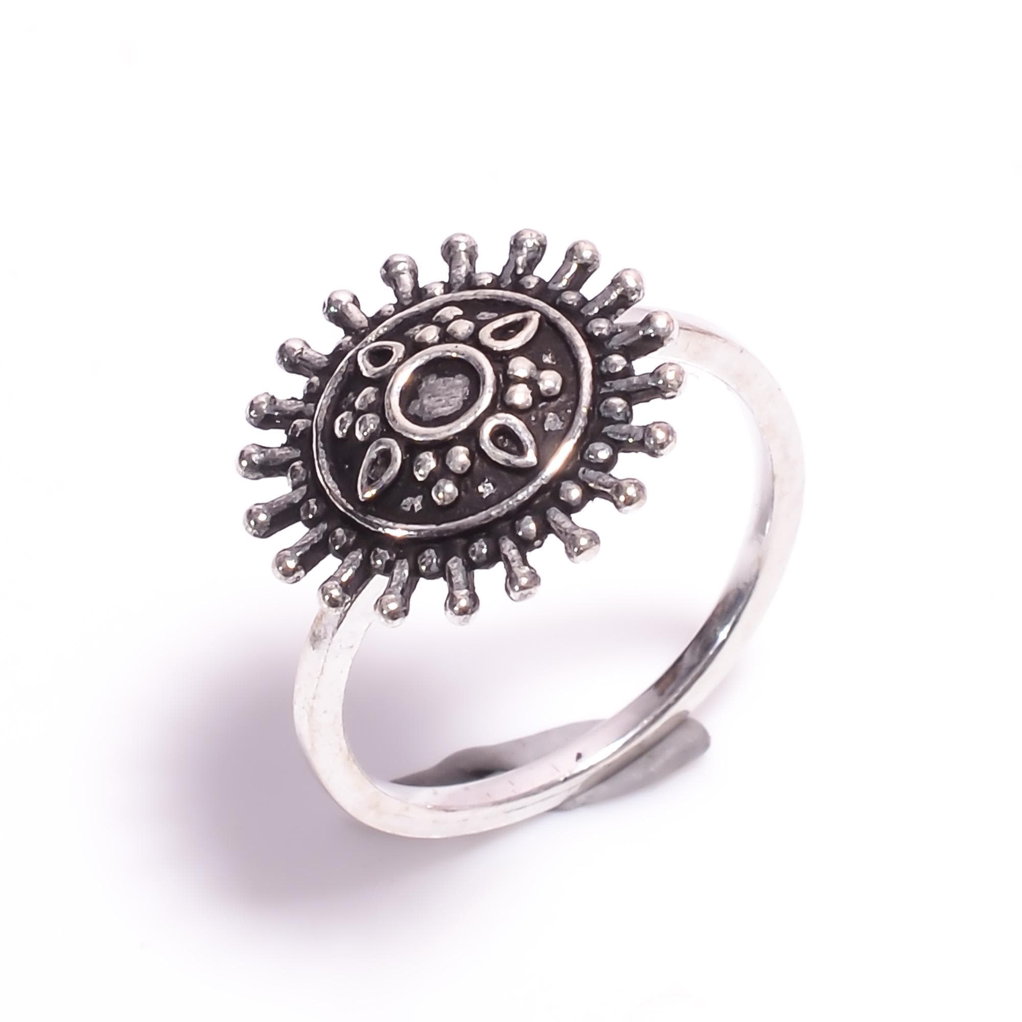 Boho Open Sun Ring - .925 Sterling Silver Band, Sizes 4 To 10 - View #2