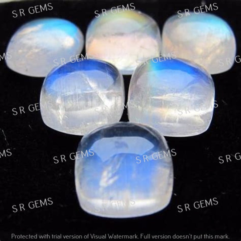 Natural Rainbow Moonstone Cushion Cabochon 6X6MM To 10X10MM Loose Gemstone Free Shipping