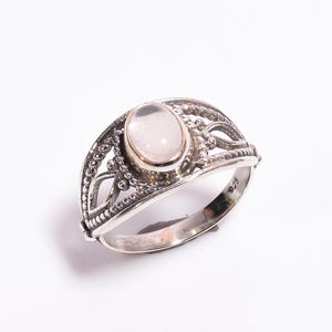 Sterling Silver Crystal Quartz Ring: Oval Gemstone Wedding Jewelry