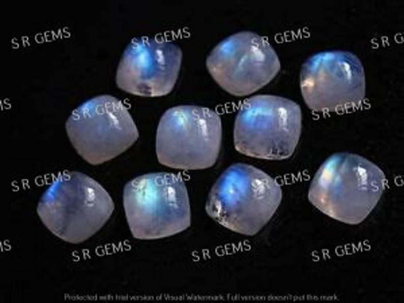Natural Rainbow Moonstone Cushion Cabochon 6X6MM To 10X10MM Loose Gemstone Free Shipping
