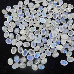 Blue Flashy Rainbow Moonstone Cabochon: Oval Gemstone, 10x14mm