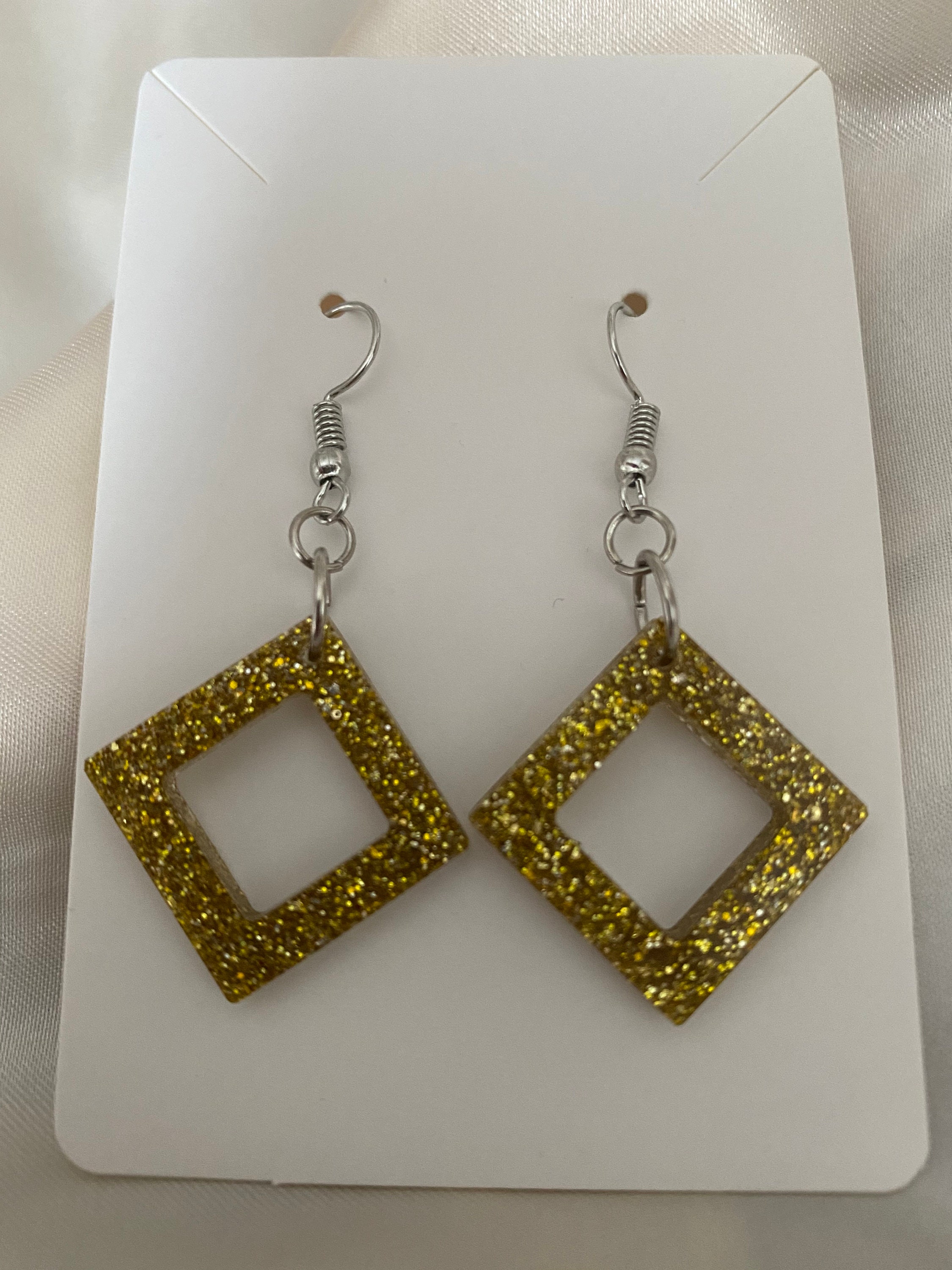 Gold Diamond Shaped Earrings | Etsy