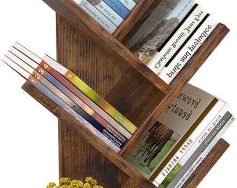 8 Tier Tree Bookshelf Floor Standing Bookcase Books Magazine Display Storage Stand Rack for Office /& Home Apelila Black Bookcase black tree bookcase