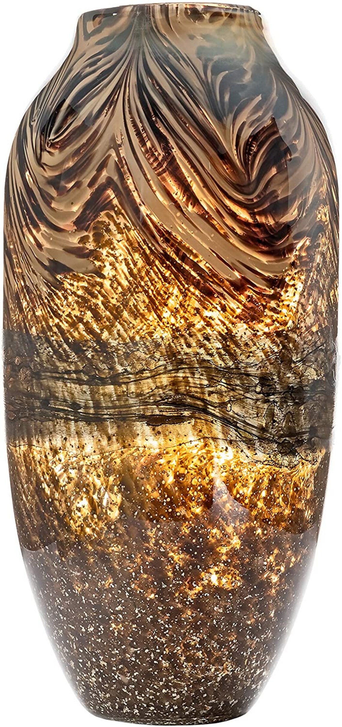 Grand vase décoratif à fleurs en verre brun et or en verre Etsy