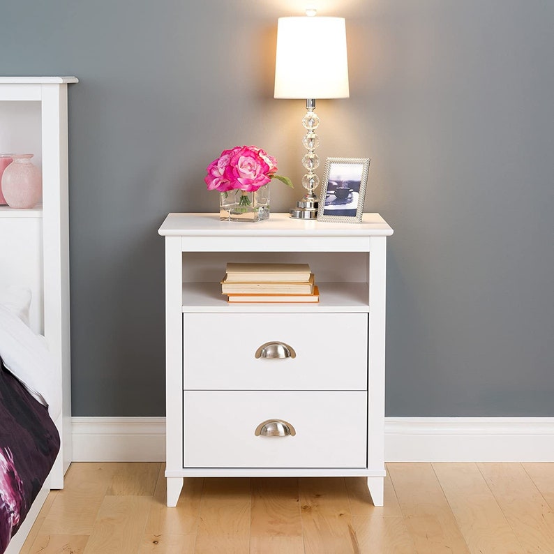 Yaletown 2 Drawer Tall Nightstand White Black Espresso