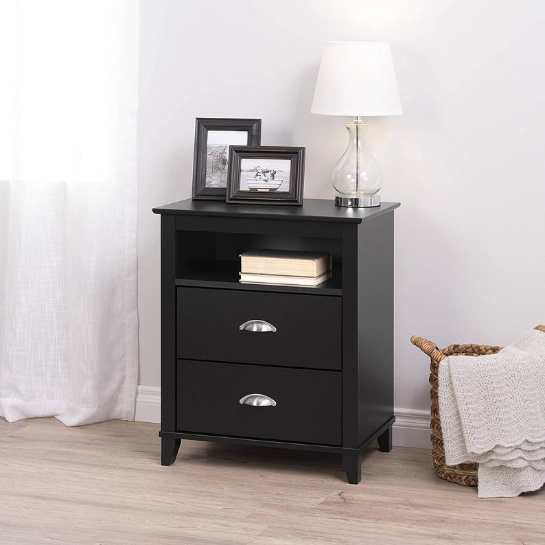 Yaletown 2 Drawer Tall Nightstand White Black Espresso