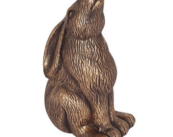 Bronze Sitting Moon Gazing Hare Ornament - Garden Ornament - Indoor Ornament