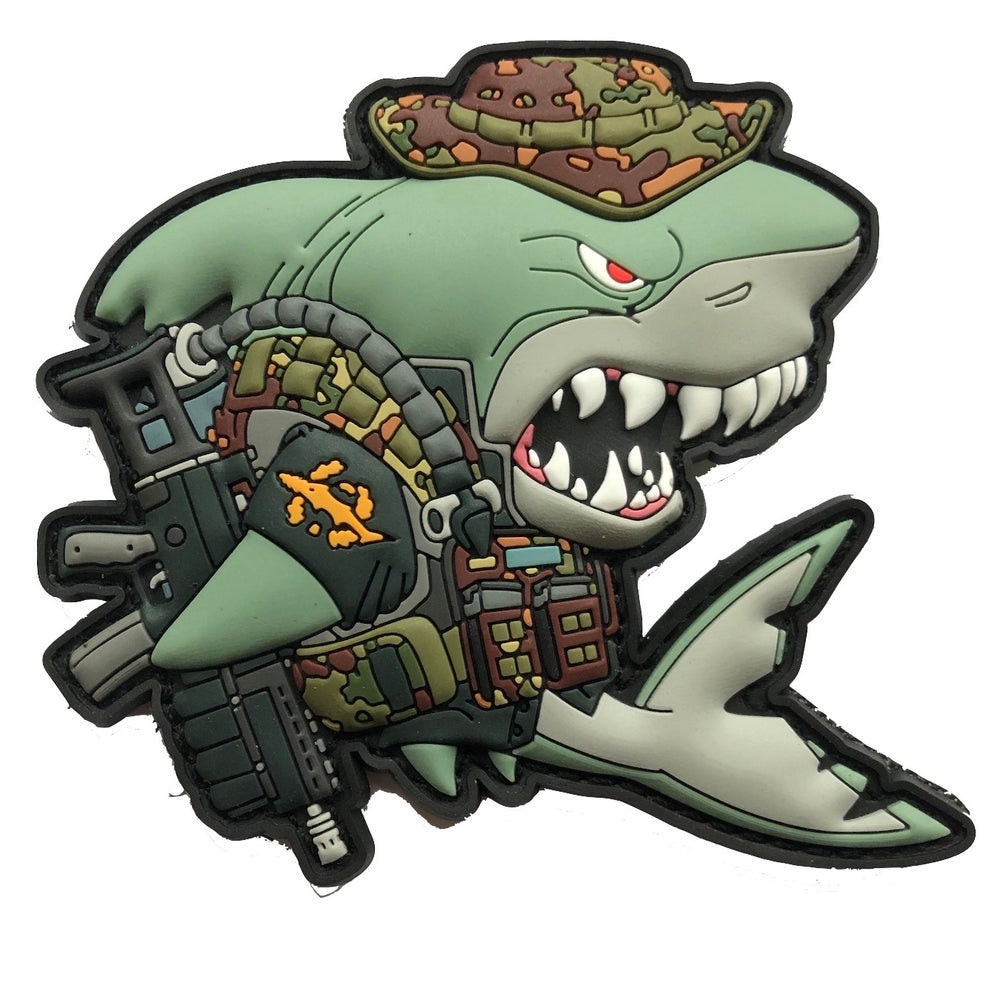 PATCHLAB Shark Project Charity PVC Morale Patches Hook and Loop | Hook and Loop Patches | Hook and Loop Patches for Backpacks