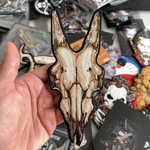 PATCHLAB D.E.A.D. #5 Goat Skull Morale Patches Velcro | Embroidered Patches | Hook and Loop Patches | Velcro Patches for Backpacks