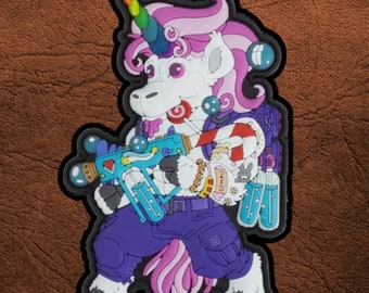 Unicorn Candy PVC GID Morale Patch, Hook Loop for Kids School Backpack, Schule Kinder Bag Badge Aufnäher