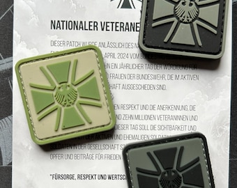 Parche de veteranos de PATCHLAB, parche de moral de PVC de la Bundeswehr alemana, respeto, honor, infantería de marina del ejército, con gancho para mochilas y chaquetas, 40 x 40 mm