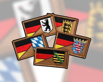 Bundesländer Flaggen Patch Morale Badge Set 8x5 cm farbig gestickt, mit Klett + Flausch – Deutschland Badge Patrioten Bundeswehr