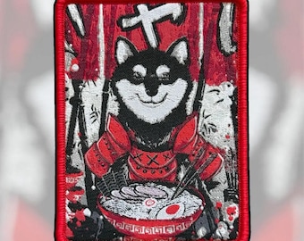 RUBYART Ramen Shiba Inu Patch by Rubyart – Japanese Dog Woven Morale Patch, Hook and Loop Patch, Limited Edition Collectible