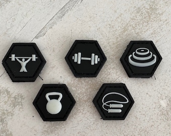 PATCHLAB Fitness Hex PVC Morale Patches Hook and Loop | Hook and Loop Patches | Hook and Loop Patches for Backpacks