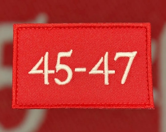 45-47 Trump Embroidered Patch, Glow in Dark, Republican Red