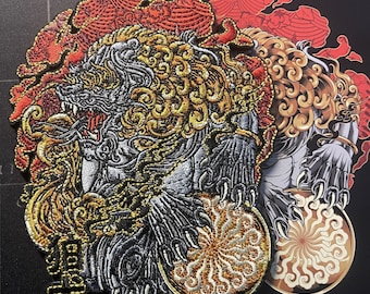 PATCHLAB Foo Guardian Lion #2 Morale Patches | Embroidered Patches | Hook and Loop Patches | Patches for Backpacks