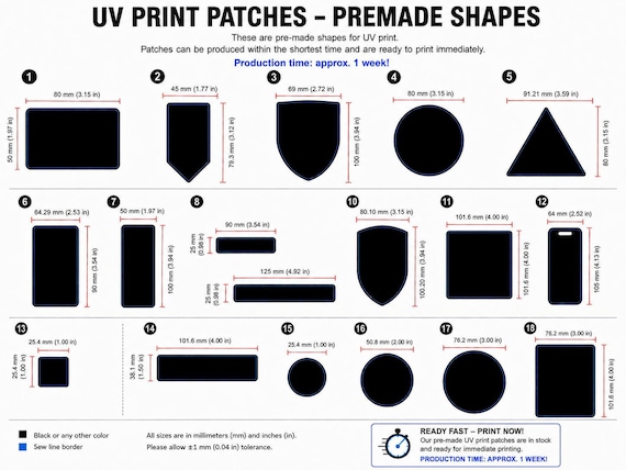 Custom PVC Patch with Your Design | UV Printed Patch | Premade Shapes | Custom Logo & Artwork | Minimum Order 5 Pieces