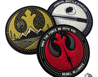 PATCHLAB Space War Rebel Alliance and Deathstar PVC Morale Patches Hook and Loop | Hook and Loop Patches