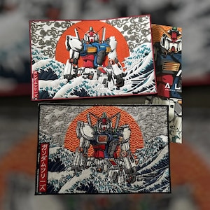PATCHLAB Robot Great Wave Kanagawa Japan PVC Morale Patches Hook and Loop | Embroidered Patches | Hook and Loop Patches | Backpack Patches