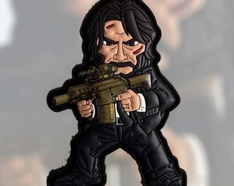 John Baba Yaga Hitman HK AR Rubber Morale Patch Badge Hook Loop Fastener EDC Soldier Gun Collectible