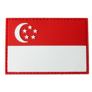 PATCHLAB Singapore Flag PVC Morale Patches Hook and Loop | Hook and Loop Patches | Hook and Loop Patches for Backpacks | Backpack Patches
