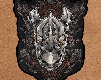 PATCHLAB Rhino Trophy Morale Patches | Embroidered Patches for Clothes | Hook and Loop Patches | Backpack Patches | Patches for Backpack