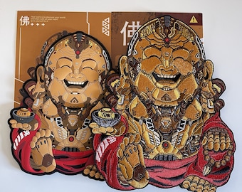 PATCHLAB Cyberpunk Buddha PVC Morale Patches | Embroidered Patches | Hook and Loop Patches | Patches for Backpacks | Patches for Jackets
