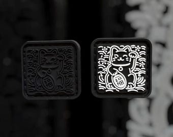 Lucky Cat Ranger Eye Patch – Japanese Maneki Neko Mini Morale Patch, Hook and Loop Patch for Backpack and Gear