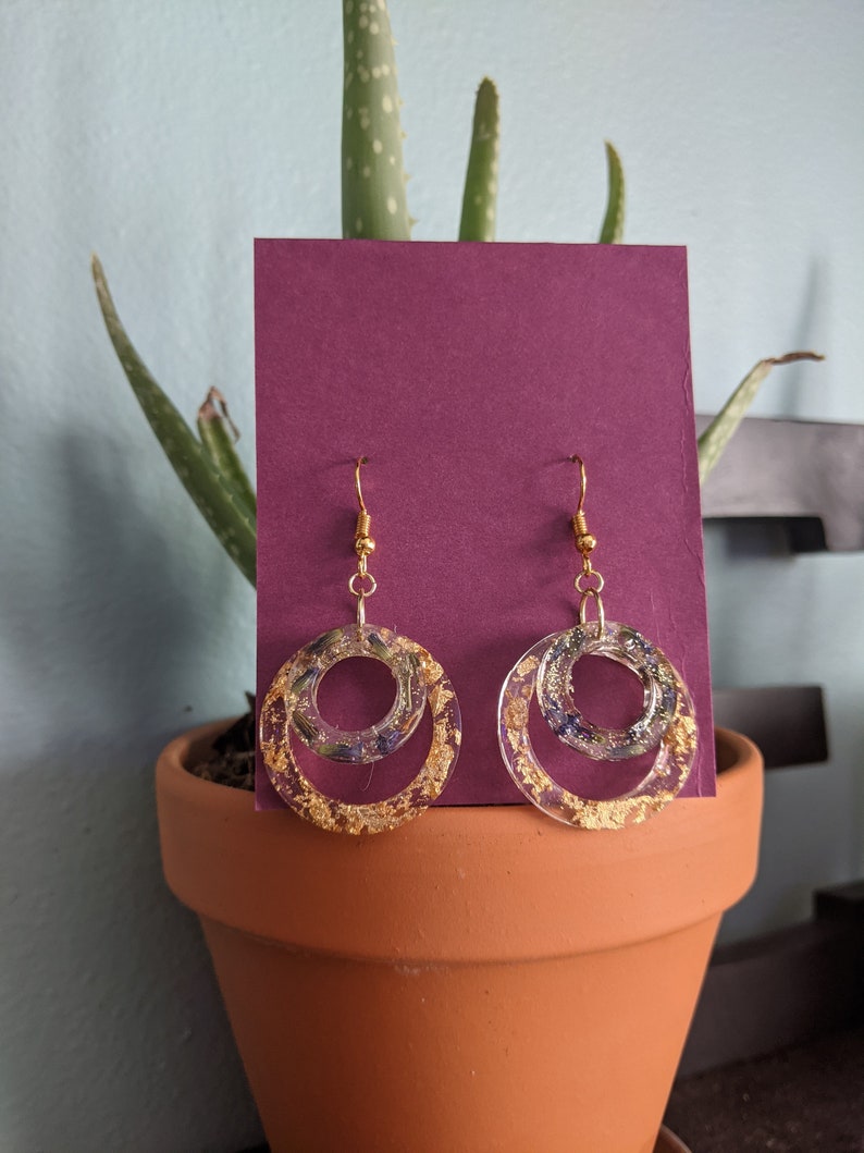 Lavender and Gold Earrings