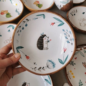 Handmade Ceramic Hedgehog Bowl: Painted Pottery Dish