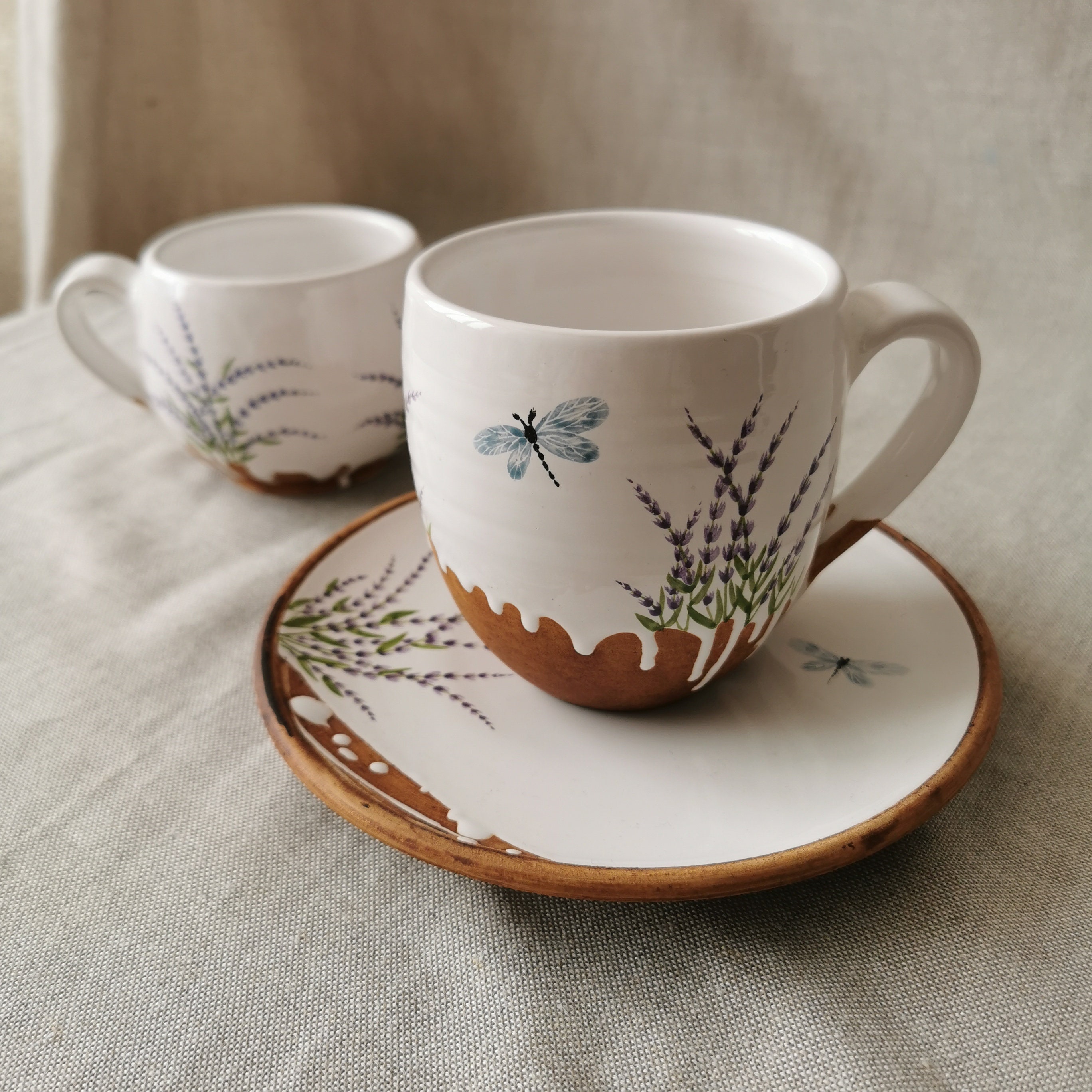 World Market Lavendar Herb Plant Ceramic Large Coffee Tea Mug