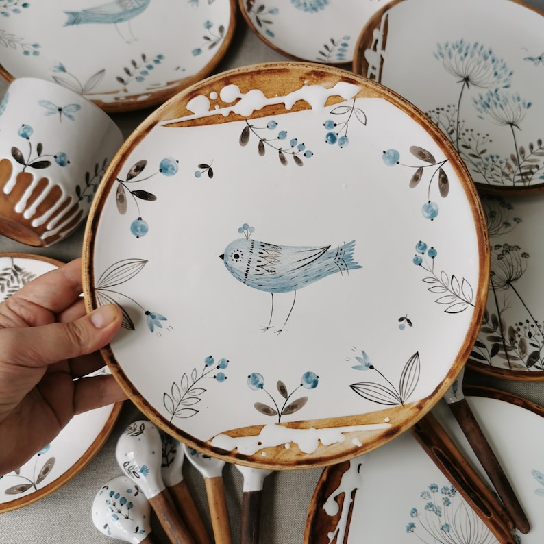 Hand Painted Dinner Plates by Osokaart Ceramics. They Will Etsy