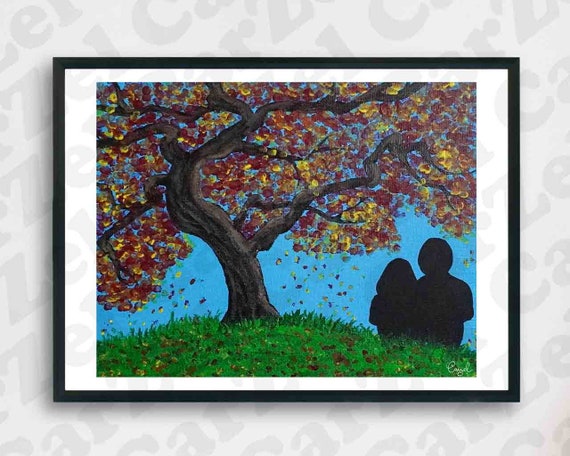 Pareja bajo un árbol de otoño pintura de la silueta de la - Etsy España Pareja bajo un árbol de otoño pintura de la silueta de la - Etsy España