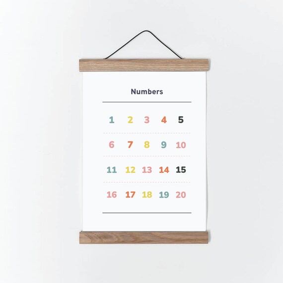 printable number poster number chart 1 20 1 to 20 etsy