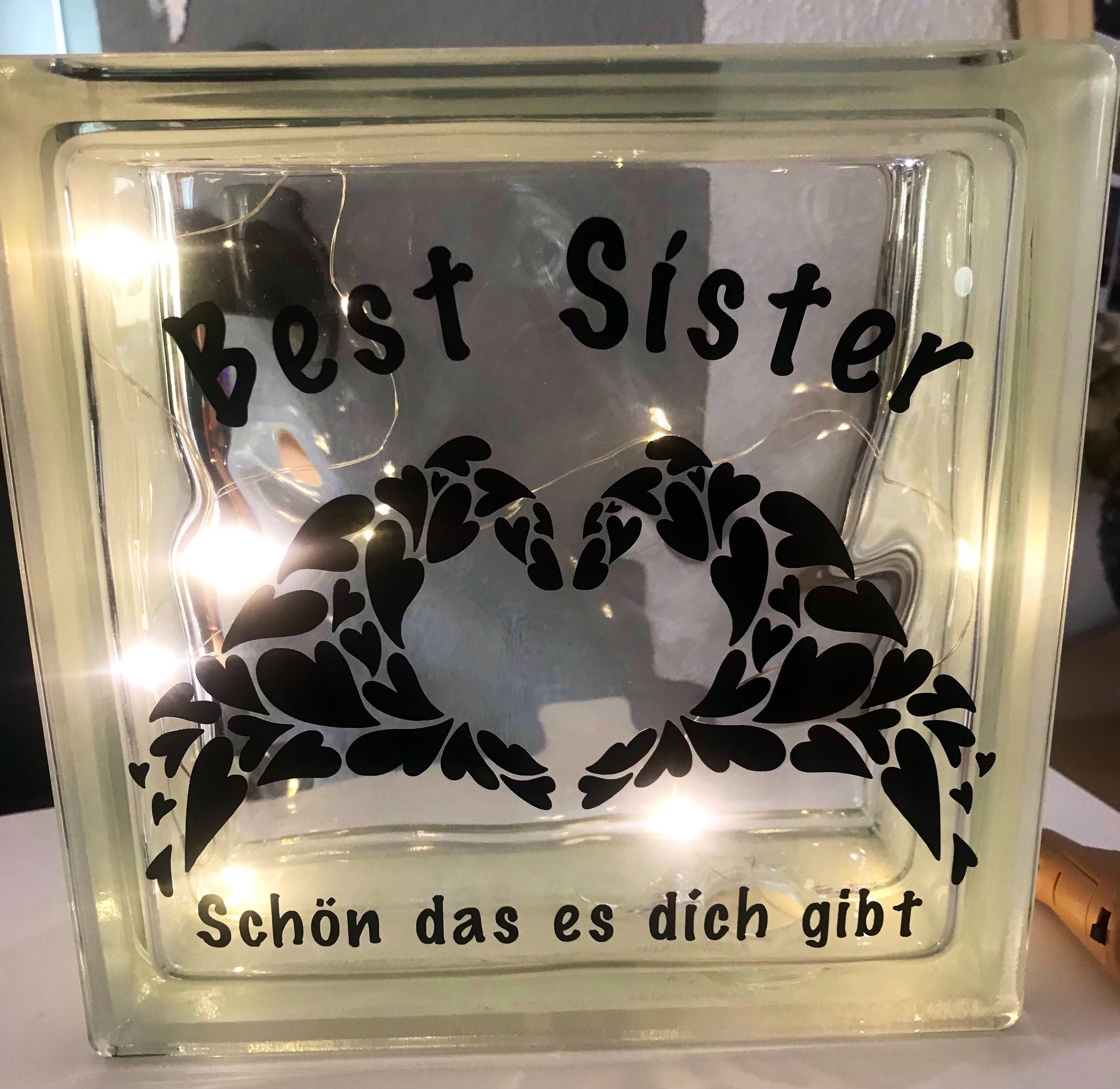 Beleuchteter Glasbaustein mit Wunschtext Spruch Optional Etsy