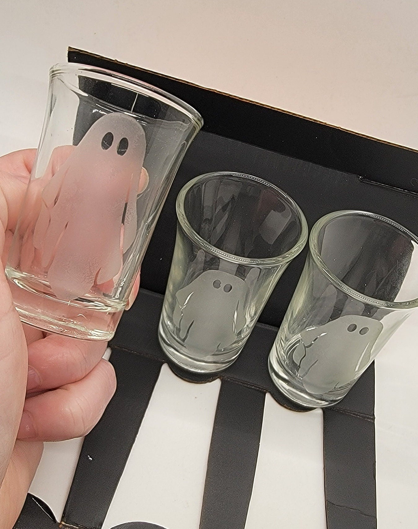 Ghost Shot Glasses Etched Glass Etched Ghost Shot Glasses Etsy