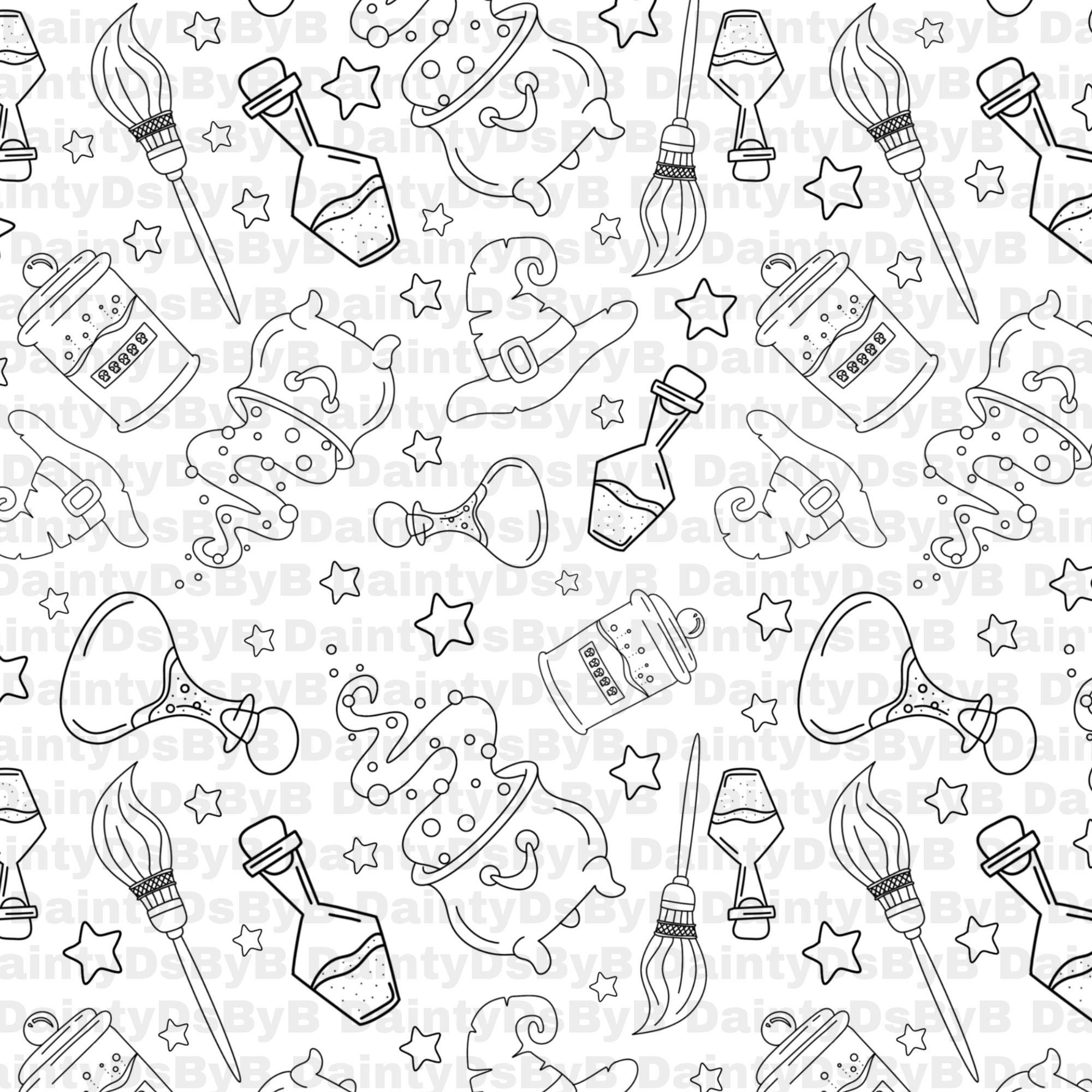 8.5 X 11 Witchy Potions Printable Coloring Page, Also 8 X 10, Spooky ...